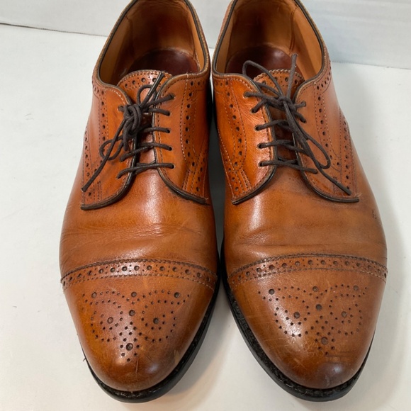 Allen Edmonds Sanford Men\'s Dress Shoes 9 D Brown Leather Cap Toe Medallion main image 11